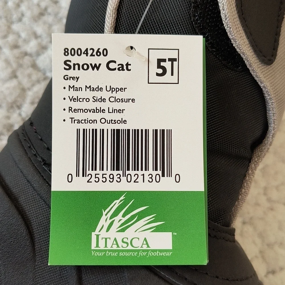 NWT Child's Gray/Black Itasca Snow Cat Winter Boots Size 5T
